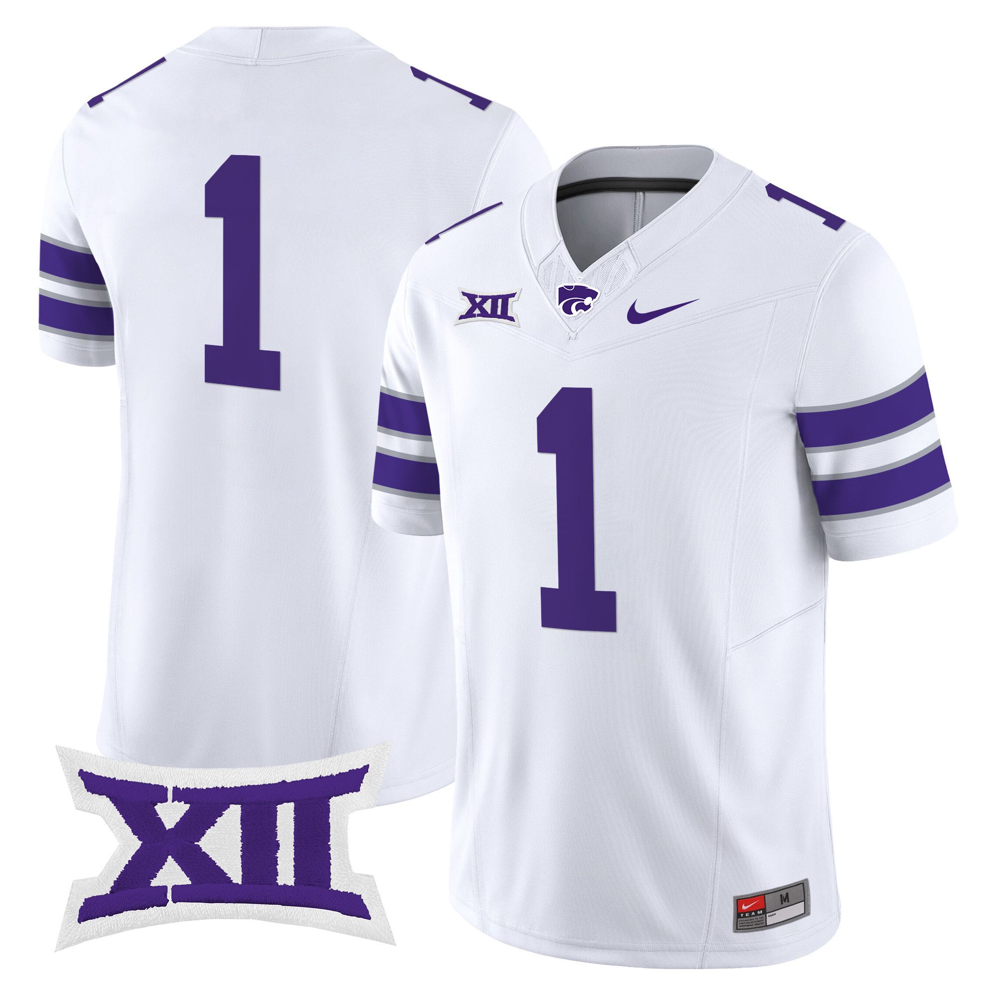 Men Kansas State Wildcats #1 No Name White Nike 2024 Vapor Limited NCAA Jersey